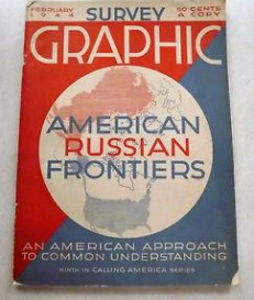 Maurice Gomberg advertised his POST-WAR NEW WORLD MAP, planning a Communist world, for sale in this issue of Survey Graphic.