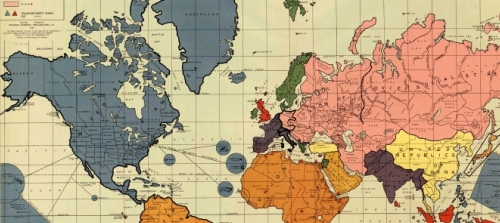 Excerpt from Maurice Gomberg’s Post-War New World Map.